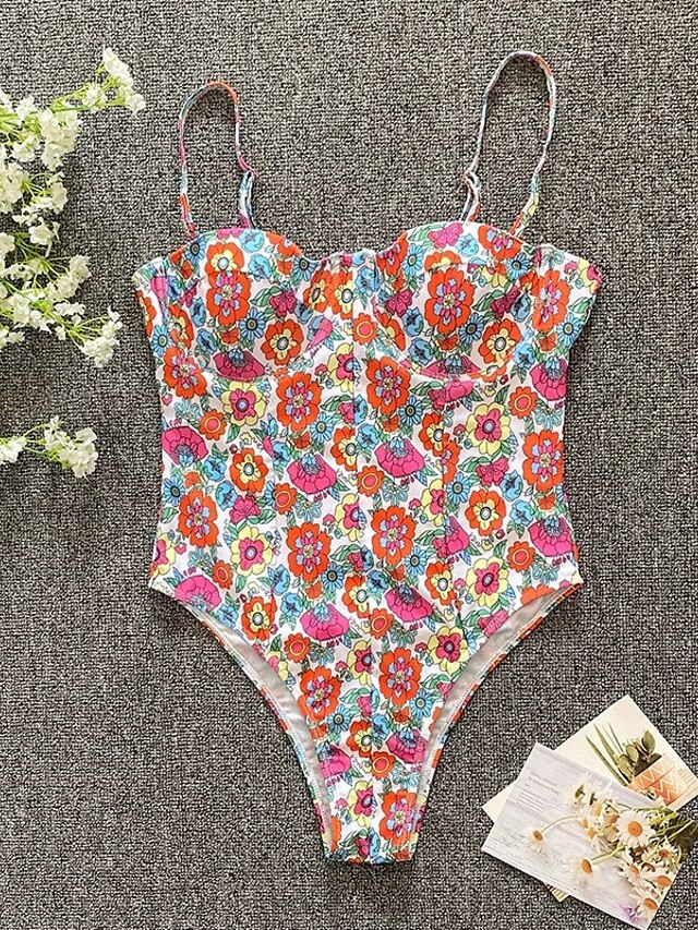 Womens Clothing Womens Swimwear | Womens Swimwear One Piece Monokini Bathing Suits Normal Swimsuit Open Back Printing High Waist