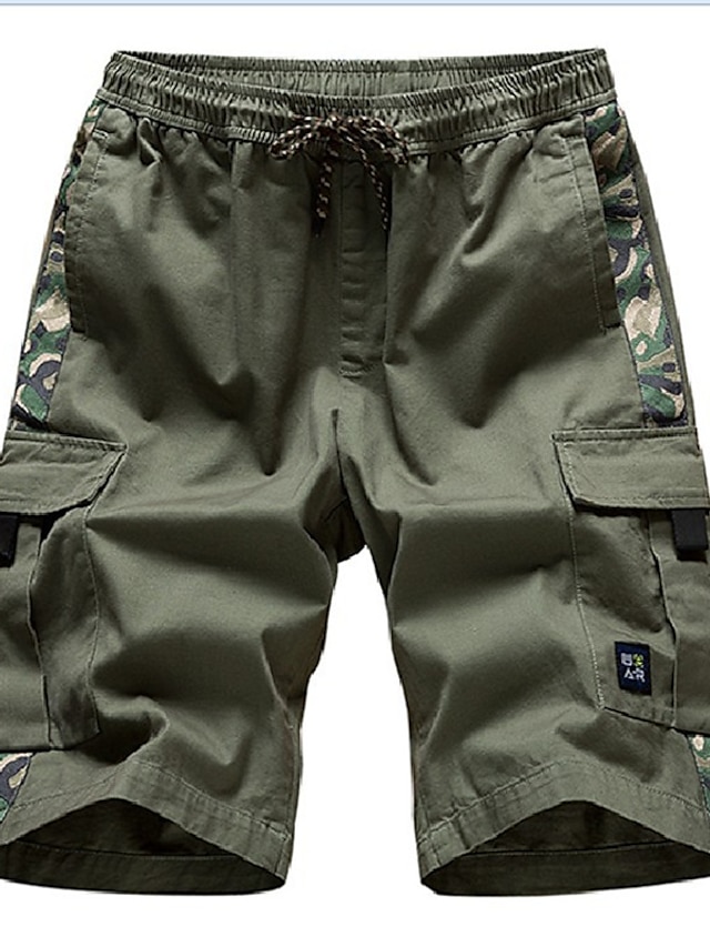  Men's Shorts Cargo Shorts Drawstring Multiple Pockets Elastic Drawstring Design Classic Style Fashion Streetwear Casual Daily Cotton Blend Comfort Breathable Soft Camouflage Color Block Mid Waist