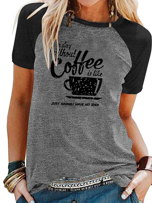 Womens Clothing Womens Tops | Womens Casual Weekend Painting T shirt Tee Graphic Text Short Sleeve Print Round Neck Basic Tops G