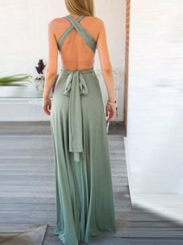 Womens Clothing Womens Dresses | Womens A Line Dress Maxi long Dress Green Black Purple Champagne Red Light Blue Sleeveless Pure