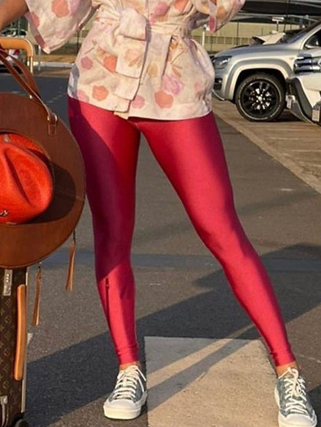  Per donna Normale Collant Leggings Leggings comodi Moda Lunghezza intera Misura del girovita medio Semplice Comodità Micro-elastico Feste San Valentino Casuale Nero Bianco Rosa Vino Estate Primavera