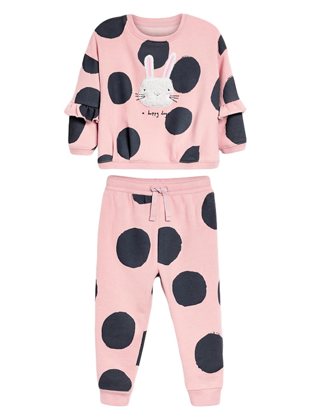 Baby & Kids Girls Clothing | Kids Girls Hoodie & Pants Clothing Set 2 Pieces Long Sleeve Pink Rabbit Bow Print Outdoor Active Sw