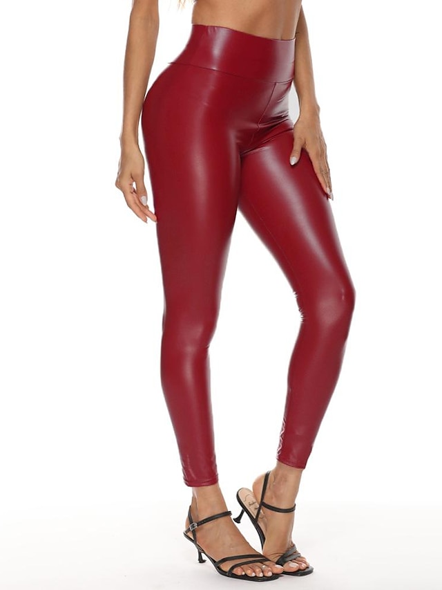  ebay toivoo uudet moniväriset nahkahousut naisten korkeavyötäröiset nahkahousut leggingsit naisten nelipuoliset joustavat lantionkorotukset seksikkäät naisten housut