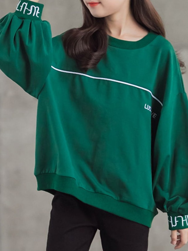 Baby & Kids Girls Clothing | Kids Girls Sweatshirt Long Sleeve Letter Green White Children Tops Fall Spring Active Daily School 