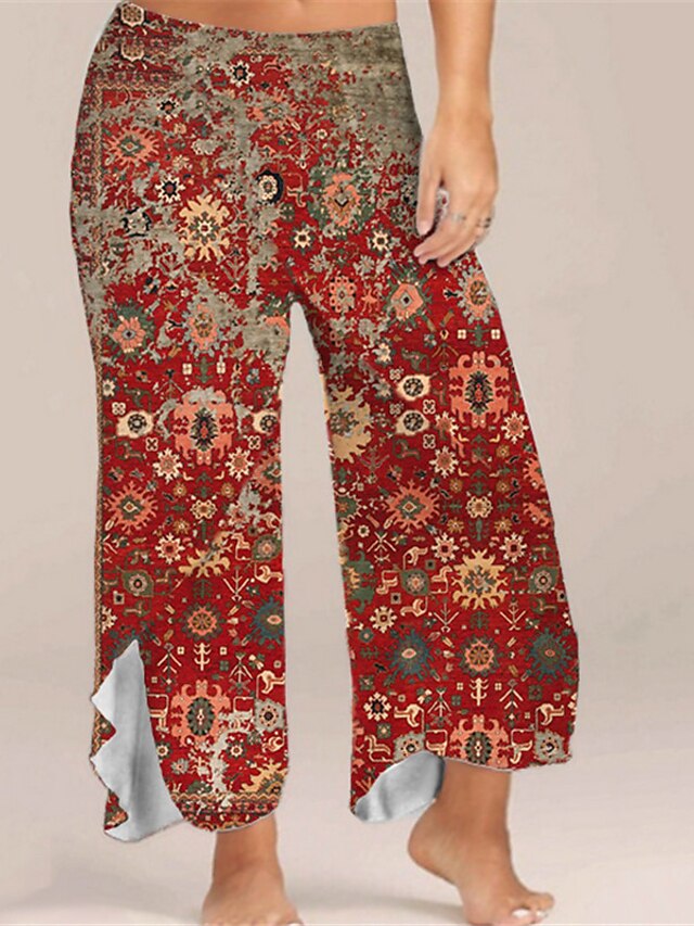 Womens Clothing Plus Size Collection | Womens Plus Size Pants Chinos Print Floral Casual Vacation Casual Daily Natural Full Leng