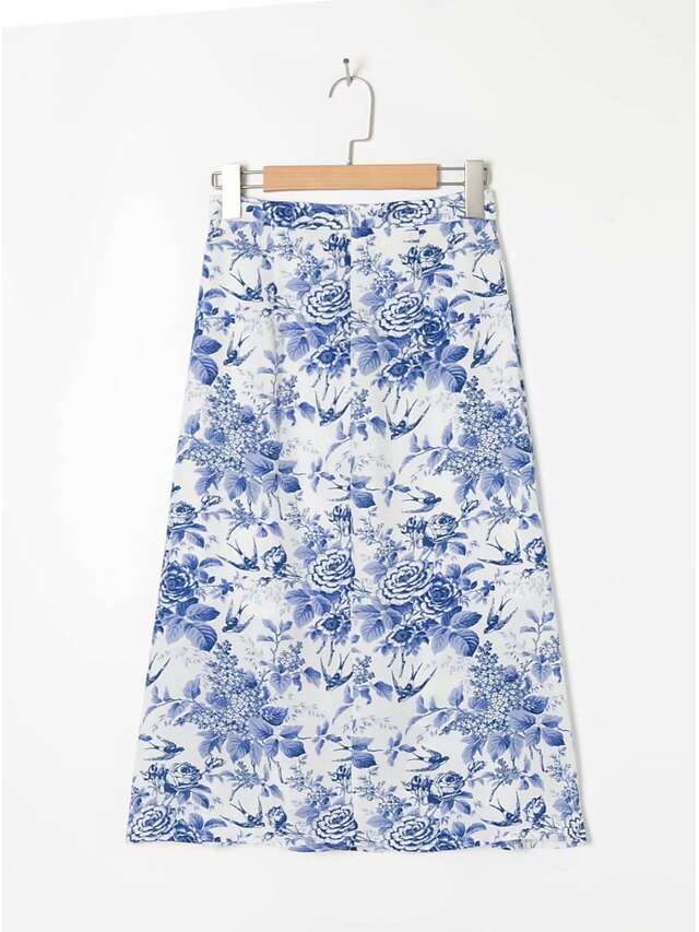 Womens Clothing Womens Bottoms | Womens Fashion Skirts Holiday Weekend Floral / Botanical Print Blue S M L - BZ50886