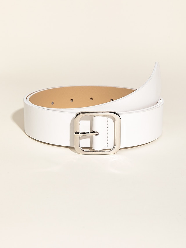 Womens Clothing Womens Accessories | Womens Wide Belt Office Festival White Belt Pure Color - RU33751