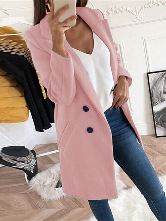 Womens Clothing Womens Outerwear | Womens Coat Street Daily Going out Fall Winter Long Coat Regular Fit Thermal Warm Casual Stre