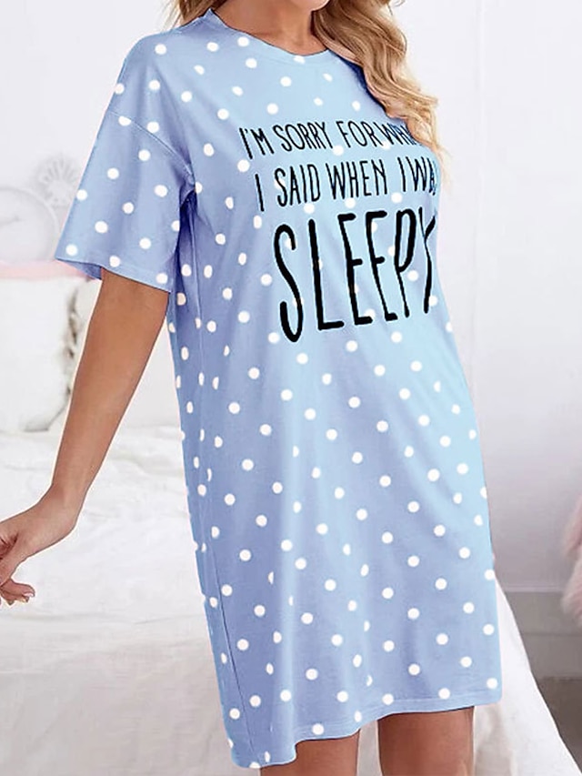 Womens Clothing Womens Sleep & Lounge | Womens Pajamas Nightgown Dot Cherry Comfort Sweet Home Daily Polyester Crew Neck Short S