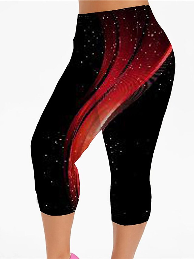 Womens Clothing Plus Size Collection | Womens Plus Size Leggings Capri shorts Print Gradient Sporty Casual Casual Daily High Cal