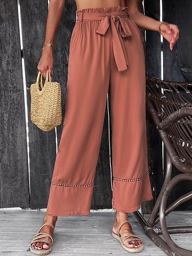 Womens Clothing Womens Bottoms | Womens Fashion Culottes Wide Leg Chinos Wide Leg Ankle-Length Pants Casual Weekend Micro-elasti