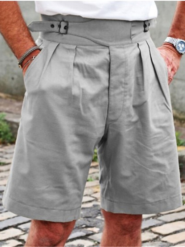 Men's Baggy Shorts Shorts Front Pocket Stylish Classic Style Basic Essential Casual Daily Micro-elastic Cotton Blend Comfort Breathable Soft Solid Color Mid Waist Blue Gray Khaki S M L