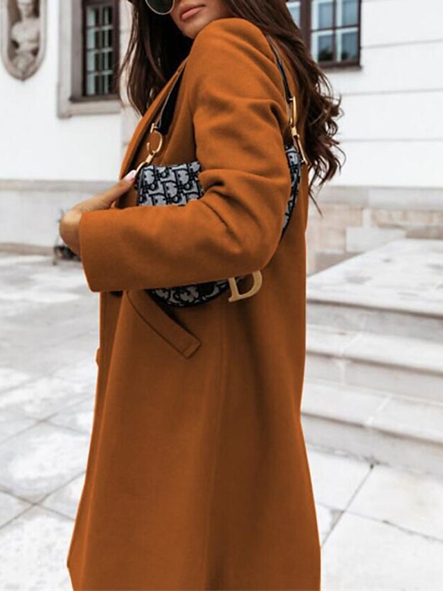 Womens Clothing Womens Outerwear | Womens Coat Street Daily Going out Fall Winter Long Coat Regular Fit Windproof Warm Casual Ja