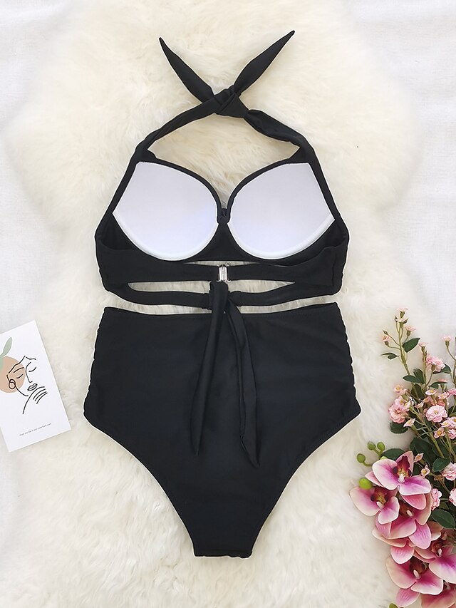 Womens Clothing Womens Swimwear | Womens Swimwear Bikini 2 Piece Normal Swimsuit Backless Printing High Waisted fold over Flower