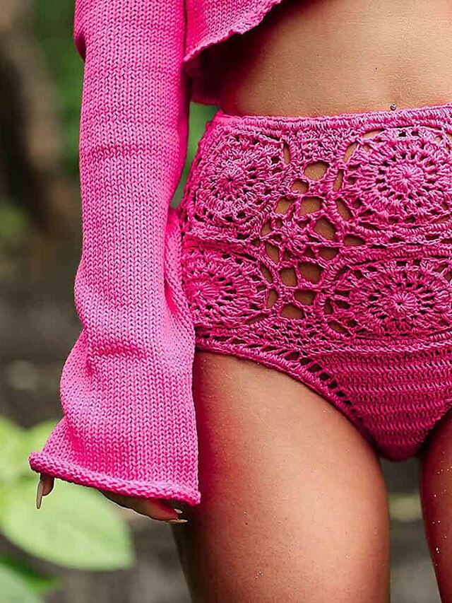 Womens Clothing Womens Bottoms | Womens Casual Sexy Shorts Hot Pants Cut Out Crochet Short Pants Holiday Beach Micro-elastic Pla