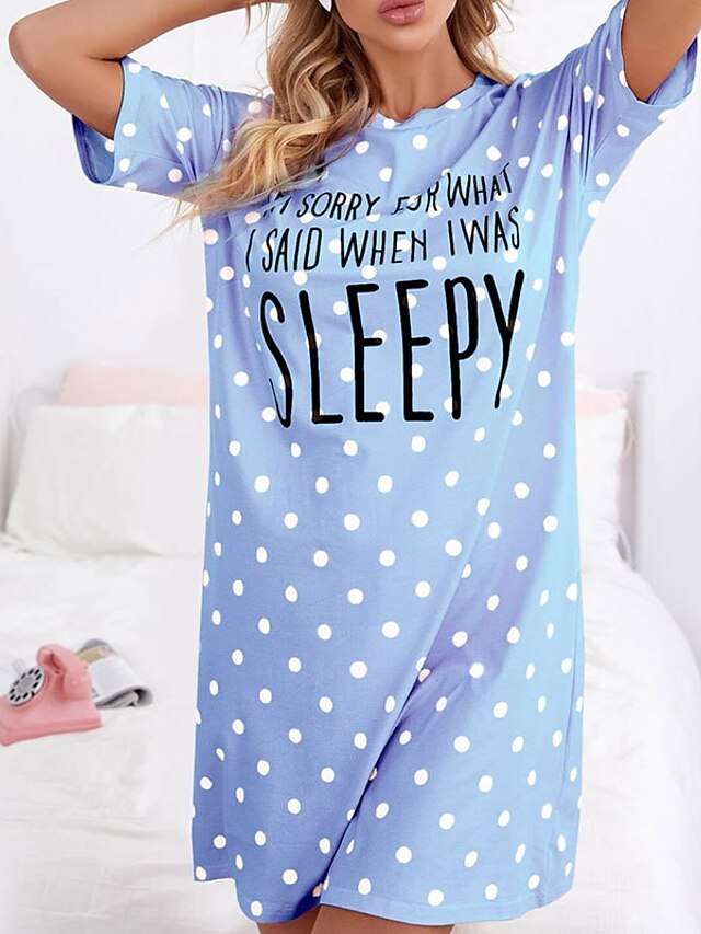 Womens Clothing Womens Sleep & Lounge | Womens Pajamas Nightgown Dot Cherry Comfort Sweet Home Daily Polyester Crew Neck Short S