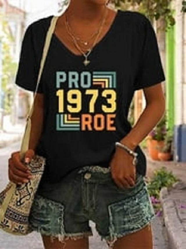 Womens Clothing Womens Tops | Womens Daily T shirt Tee Ruthless Pro Roe 1973 Feminist Short Sleeve Print Round Neck Basic Tops B