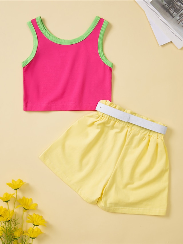 Baby & Kids Girls Clothing | Kids Girls T-shirt & Skirt Clothing Set 2 Pieces Sleeveless Red Letter Print Vacation Outdoor Basic