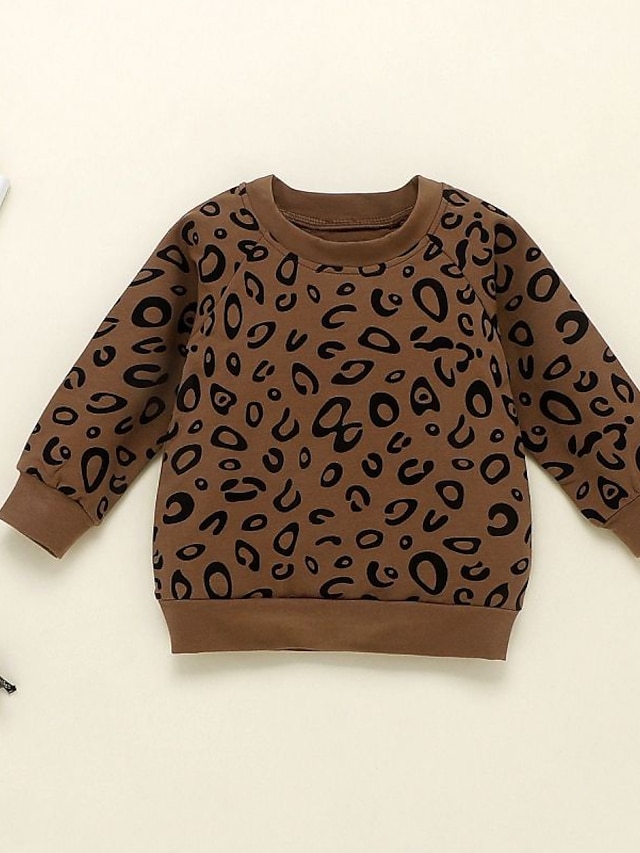 Baby & Kids Girls Clothing | Kids Girls Hoodie & Pants Clothing Set 2 Pieces Long Sleeve Brown Leopard Print Street Outdoor Acti