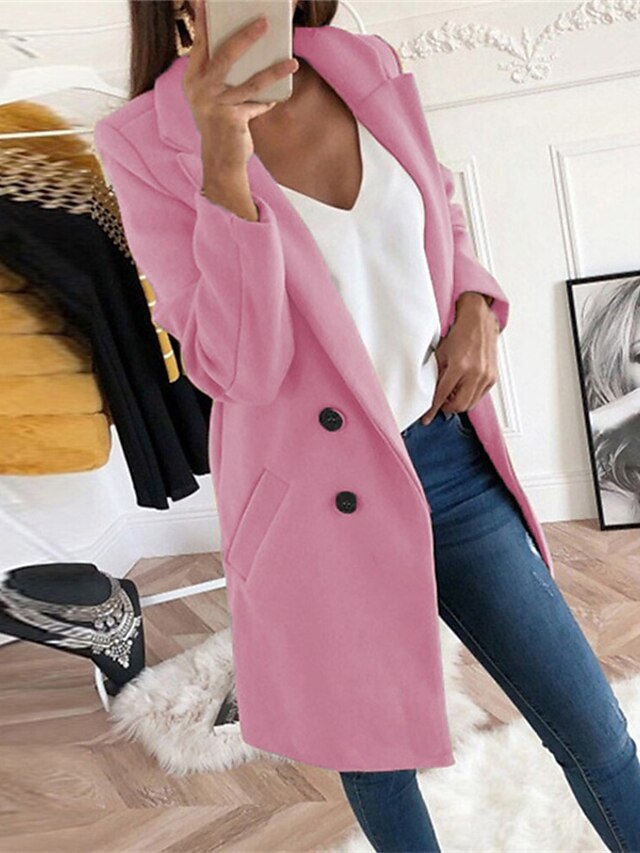 Womens Clothing Womens Outerwear | Womens Coat Street Daily Going out Fall Winter Long Coat Regular Fit Thermal Warm Casual Stre