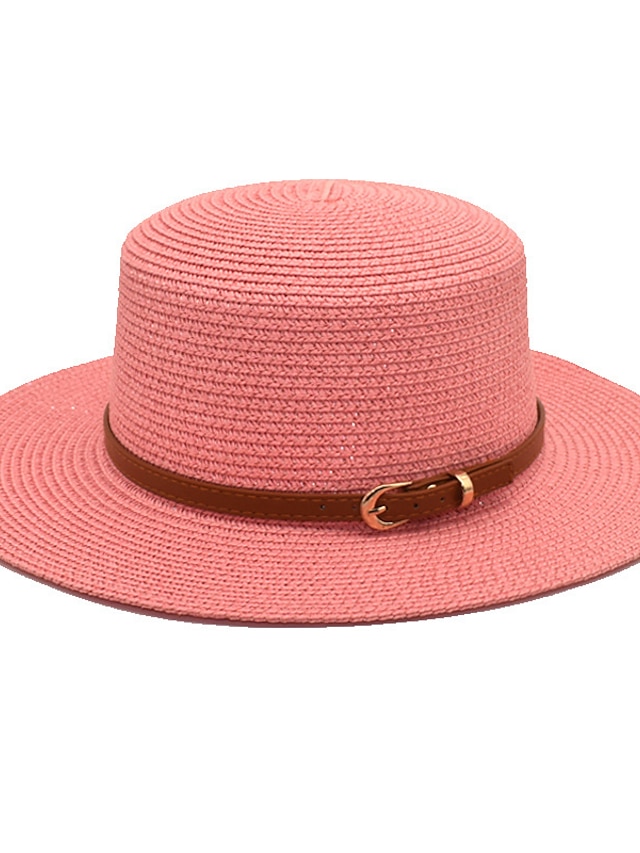  Women's Hat Straw Hat Sun Hat Black Pink Yellow Outdoor Street Daily Pure Color Pure Color Portable Comfort Breathable