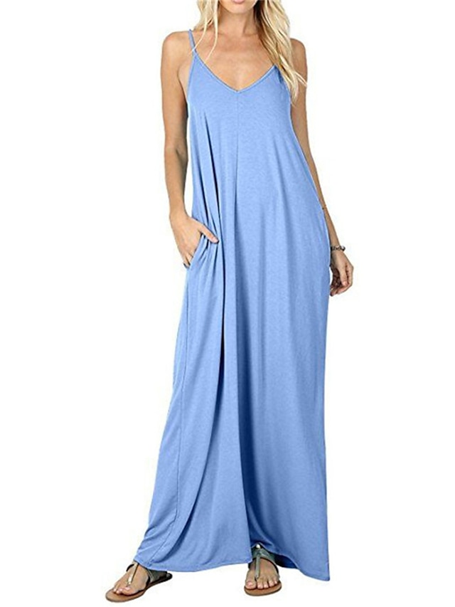 Womens Clothing Womens Sleep & Lounge | Womens Pajamas Nightgown Dress Pure Color Comfort Home Cotton Blend Straps Sleeveless Ba