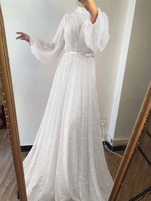 Womens Clothing Womens Dresses | Womens A Line Dress Maxi long Dress White Blue Pink Long Sleeve Striped Lace Fall Winter Turtle