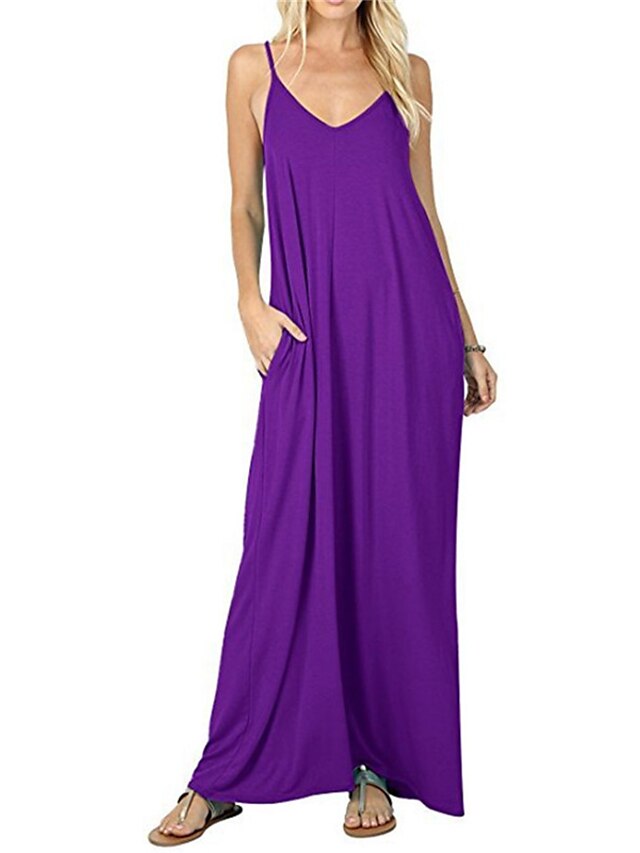 Womens Clothing Womens Sleep & Lounge | Womens Pajamas Nightgown Dress Pure Color Comfort Home Cotton Blend Straps Sleeveless Ba