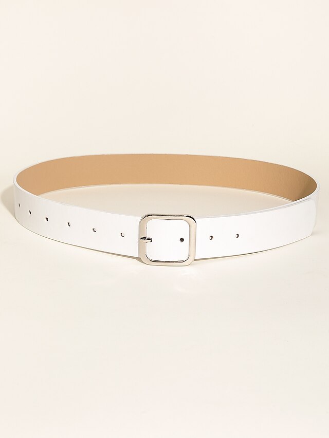 Womens Clothing Womens Accessories | Womens Wide Belt Office Festival White Belt Pure Color - RU33751