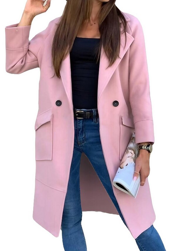 Womens Clothing Womens Outerwear | Womens Coat Street Daily Going out Fall Winter Long Coat Regular Fit Thermal Warm Breathable 