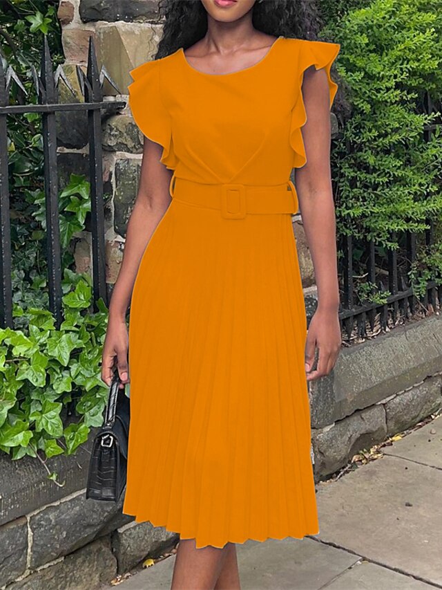 Women's Sheath Dress Swing Dress Knee Length Dress White Pink Yellow