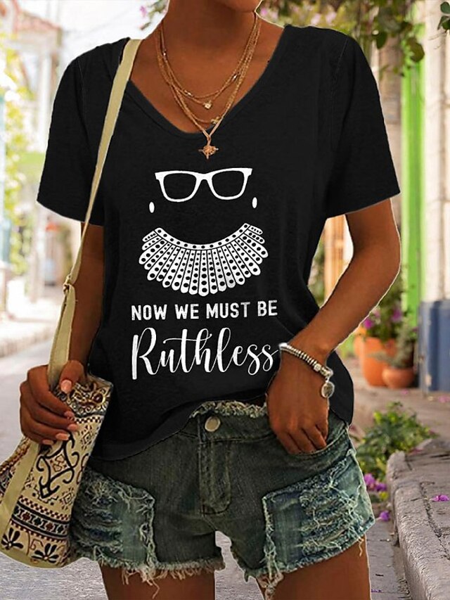 Womens Clothing Womens Tops | Now We Must Now Be Ruthless Print Casual T-Shirt - EJ58628