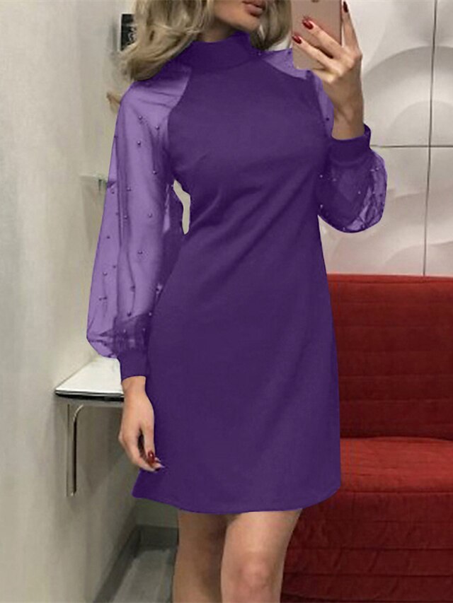 Womens Clothing Womens Dresses | Womens Bodycon Short Mini Dress Black Blue Purple Wine Orange Blue Black Long Sleeve Solid Colo