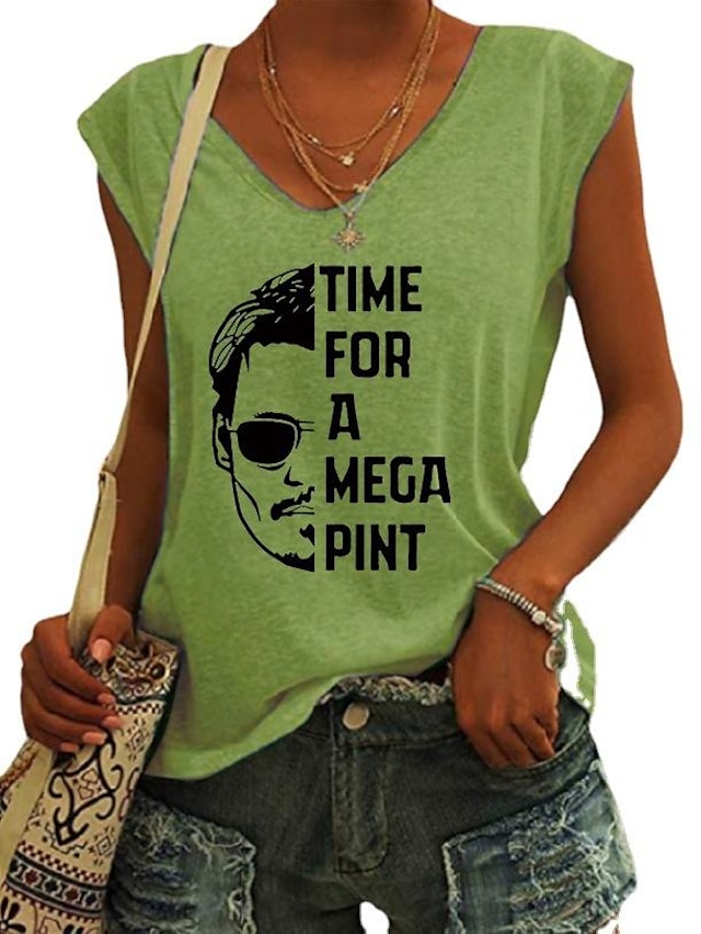  funny johnny depp time for a mega pint print european and american casual women's t-shirt