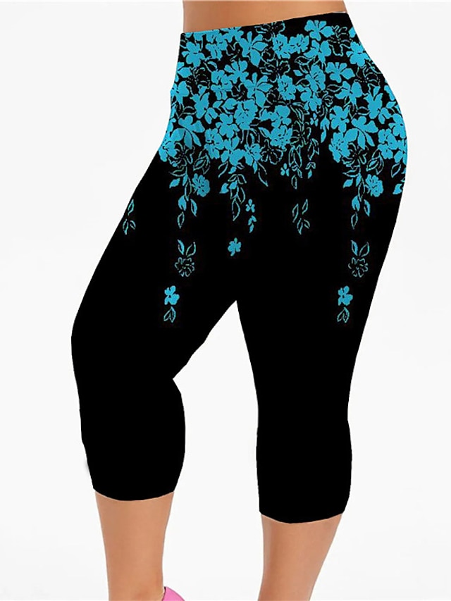 Womens Clothing Plus Size Collection | Womens Plus Size Leggings Capri shorts Print Floral Sporty Casual Casual Daily High Calf-