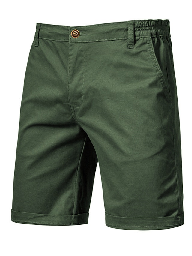  Homme Short Cargo Poche Taille elastique Plein Confort Respirable Longueur genou Casual du quotidien 100% Coton Mode Vêtement de rue Vert Noir
