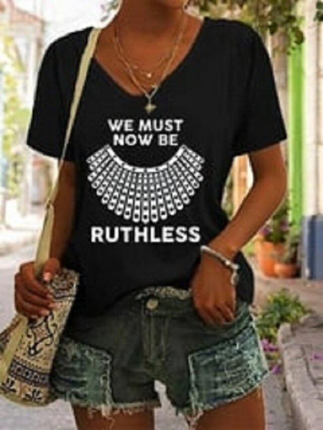 Womens Clothing Womens Tops | Womens Ruthless Pro Roe 1973 Feminist Daily T shirt Tee Short Sleeve Print Round Neck Basic Essent