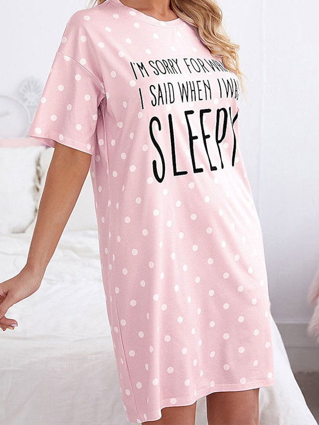 Womens Clothing Womens Sleep & Lounge | Womens Pajamas Nightgown Dot Cherry Comfort Sweet Home Daily Polyester Crew Neck Short S