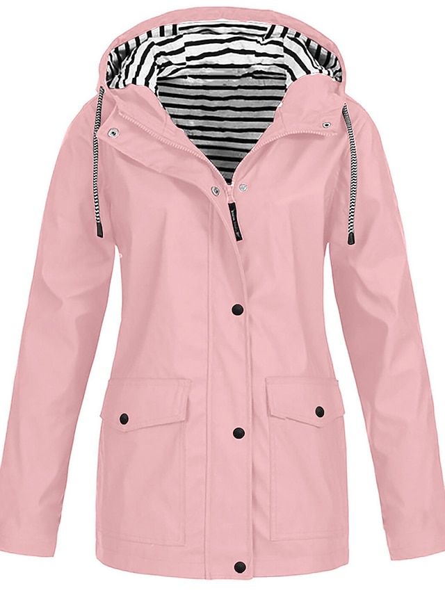 Women's Rain Jacket Fall Waterproof Outdoor Hiking Coat Zipper