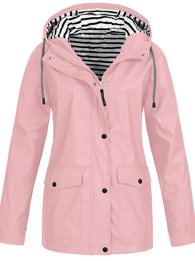 Women's Rain Jacket Fall Waterproof Outdoor Hiking Coat Zipper