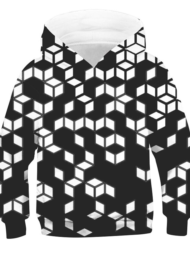 Baby & Kids Girls Clothing | Kids Unisex Boys Girls Hoodie Long Sleeve 3D Print Geometric Pocket Black Children Tops Fall Spring