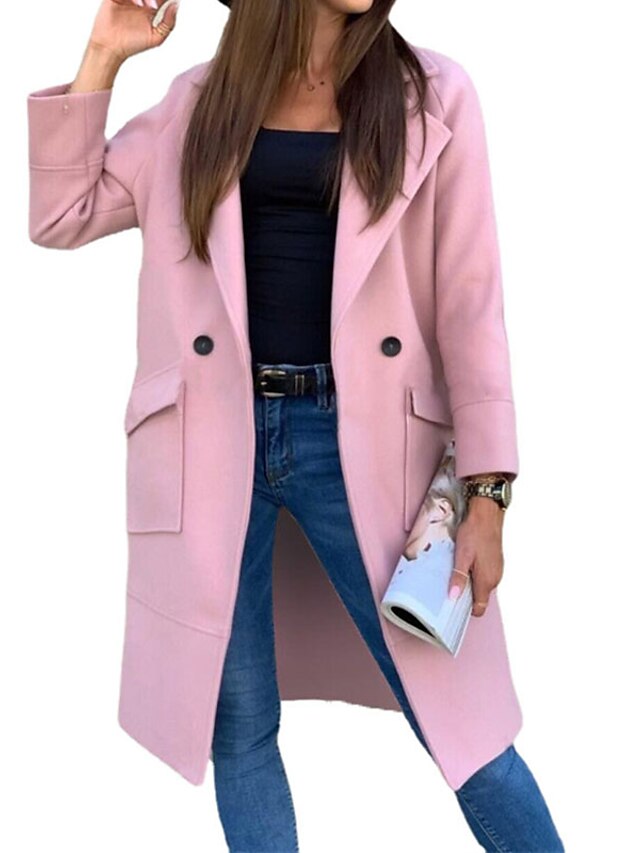 Womens Clothing Womens Outerwear | Womens Coat Street Daily Holiday Fall Winter Long Coat Regular Fit Warm Breathable Casual Str