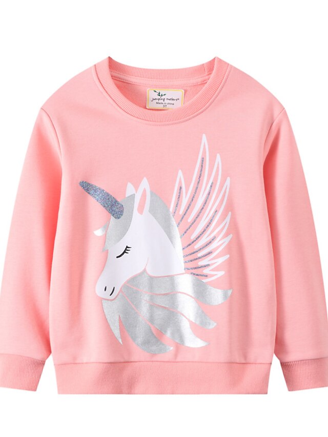 Baby & Kids Girls Clothing | Kids Girls Sweatshirt Long Sleeve Unicorn Crewneck Pink Children Tops Spring Fashion Adorable Daily