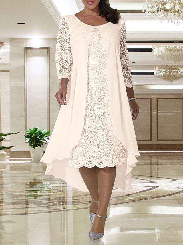 A-Line Mother of the Bride Dress Wedding Guest Elegant Plus Size Jewel ...