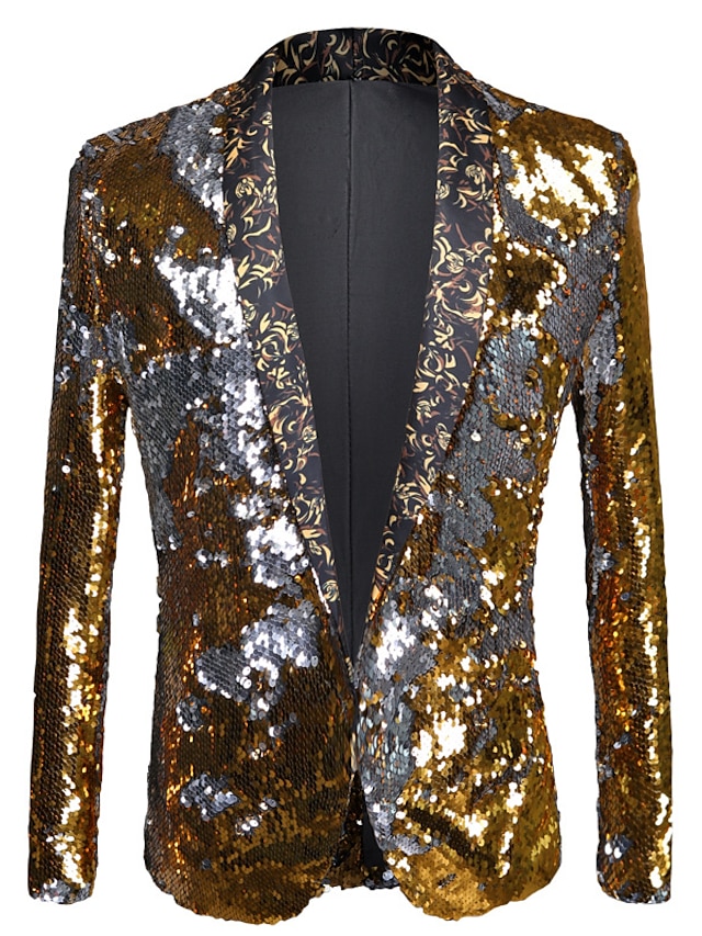 Men's Fashion Sparkly Sequin Blazer Jacket Regular Tailored Fit ...