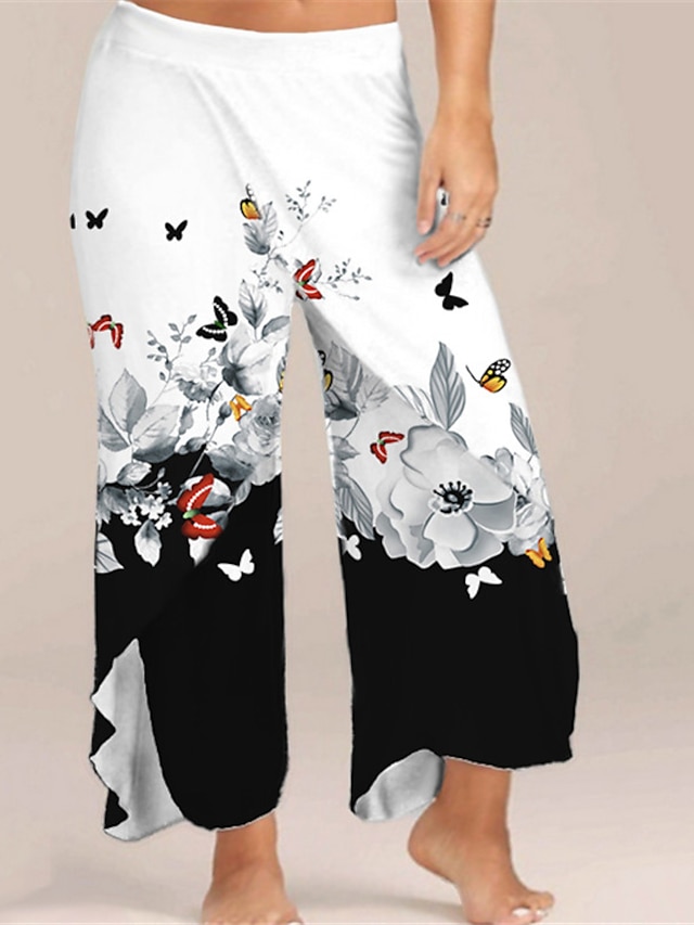 Womens Clothing Plus Size Collection | Womens Plus Size Pants Chinos Print Floral Casual Vacation Casual Daily Natural Full Leng