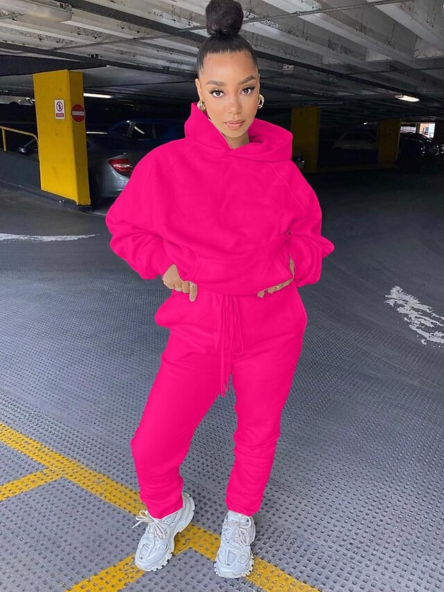 Womens Clothing Womens Tops | Womens Streetwear Plain Sports Outdoor Casual Daily Two Piece Set Hoodie Tracksuit Pants Sets Jogg