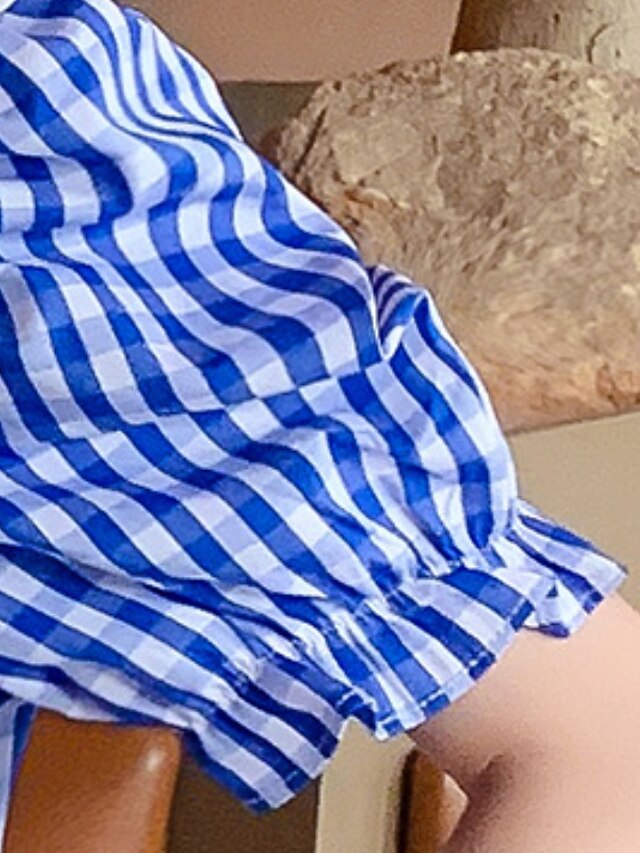 Baby & Kids Girls Clothing | Kids Girls Shirt & Shorts Clothing Set 2 Pieces Short Sleeve Blue Stripe Street Outdoor Cute Sweet 