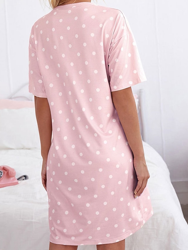 Womens Clothing Womens Sleep & Lounge | Womens Pajamas Nightgown Dot Cherry Comfort Sweet Home Daily Polyester Crew Neck Short S