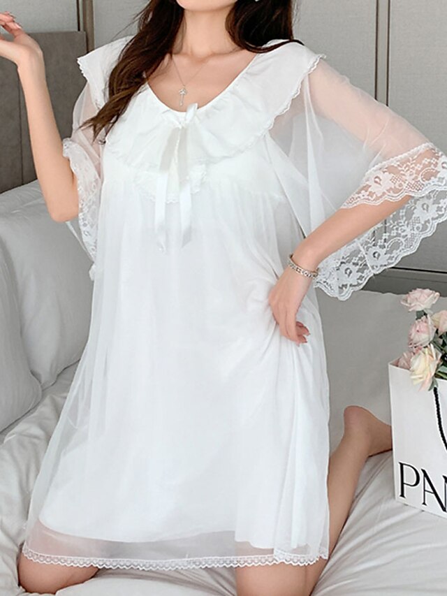 Womens Clothing Womens Sleep & Lounge | Womens Pajamas Nightgown Pure Color Comfort Sweet Home Daily Polyester Crew Neck Half Sl